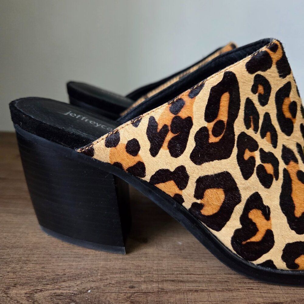 EUC JEFFREY CAMPBELL GENUINE LEATHER UPPER ANIMAL PRINT POINTY HEELED MULES 9.5 - Picture 9 of 15